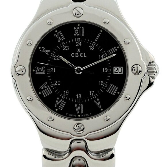 Ebel Sportwave Men's 36mm Stainless Steel Black Dial Swiss Watch Ref: E9187632! - Picture 4 of 10